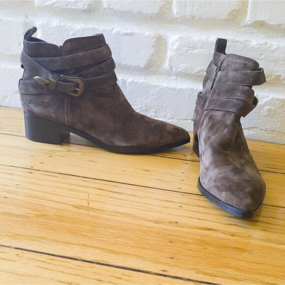 Marc Fisher LTD Yandi Brown Heel Bootie Suede 6 - Picture 7 of 10